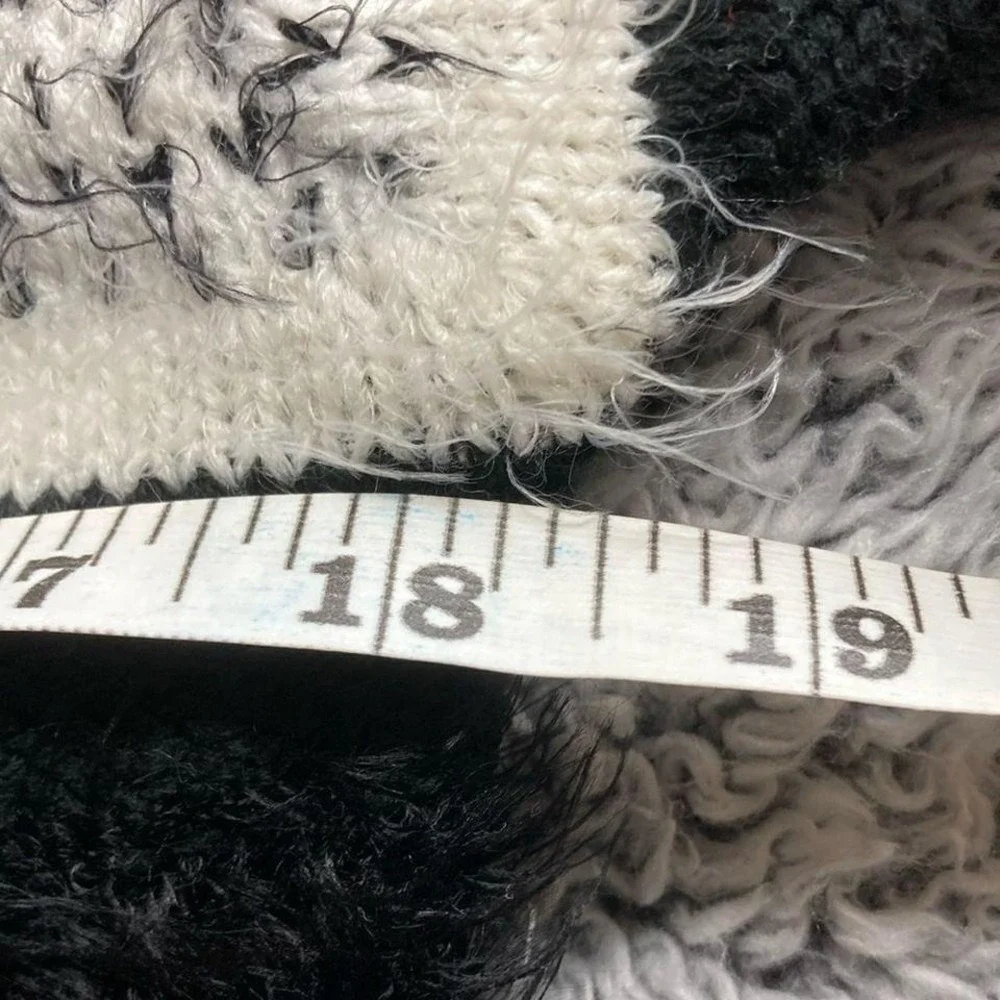 OLIVER Fuzzy Eyelash Asymmetrical Black/ Gray Fuzzy Sweater
